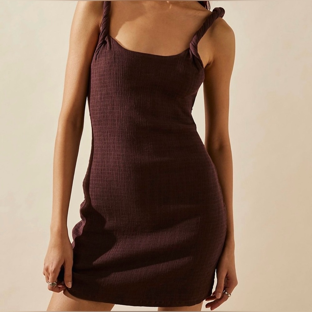 Free People Plum Twisted-Strap Mini Dress